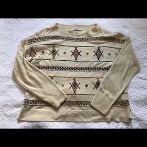Madewell cream sweater with geometric print